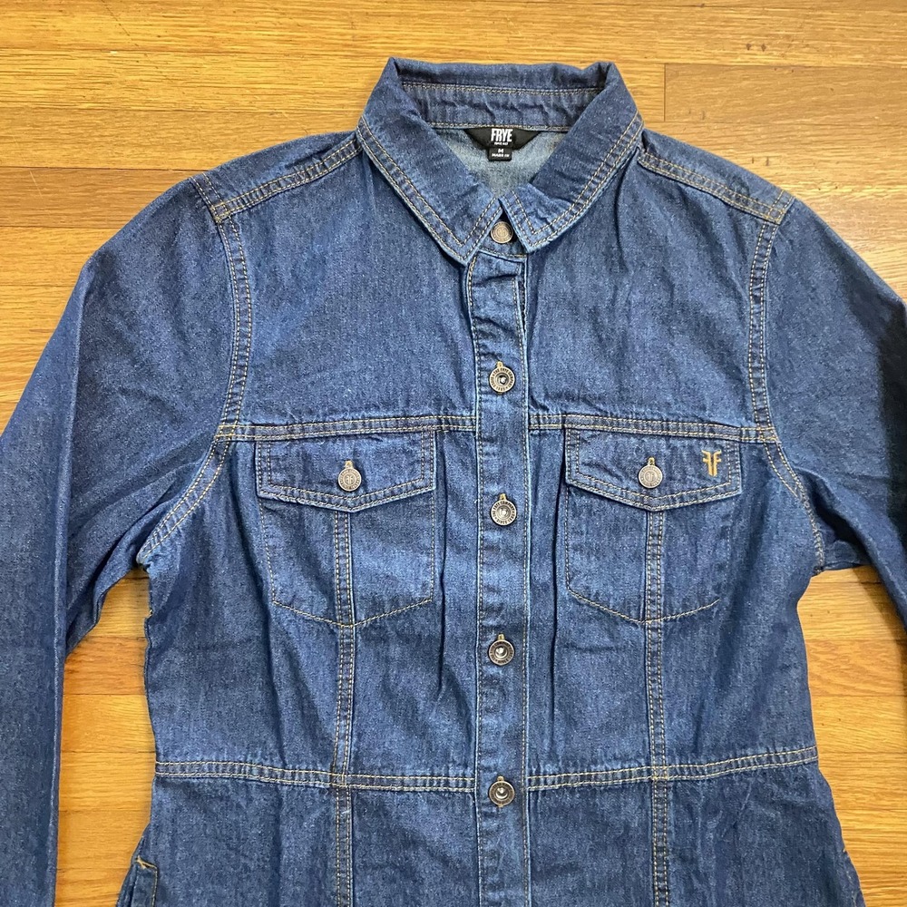 Frye Indigo Denim Long-Sleeve Shirt Dress - Picture 3 of 13